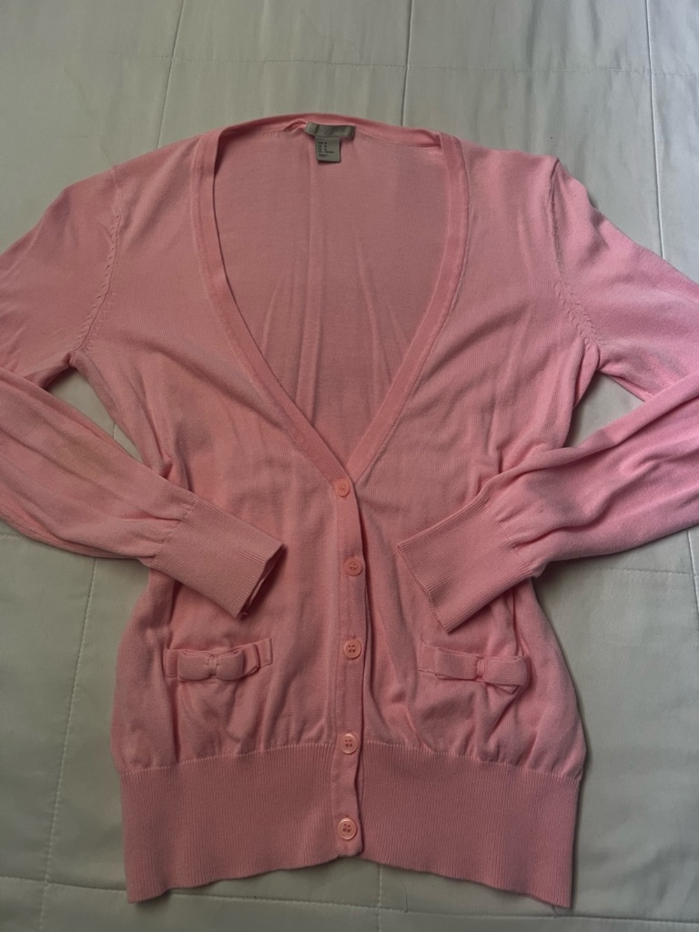H&M Light Pink V-Neck Button Cardigan
